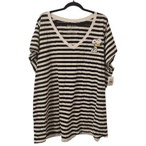 Multi-Coloured Torrid Women's Peanuts Classic Fit Stripe Embroidered T-Shirt